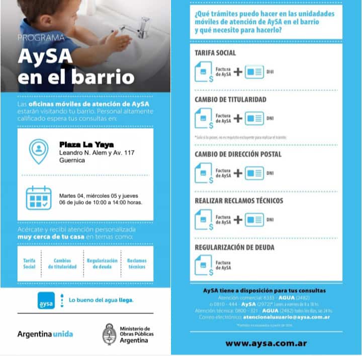 GESTIÓN / LA INTENDENTE BLANCA CANTERO COORDINÓ OPERATIVO DE ATENCIÓN PARA LOS USUARIOS DE LA EMPRESA AYSA